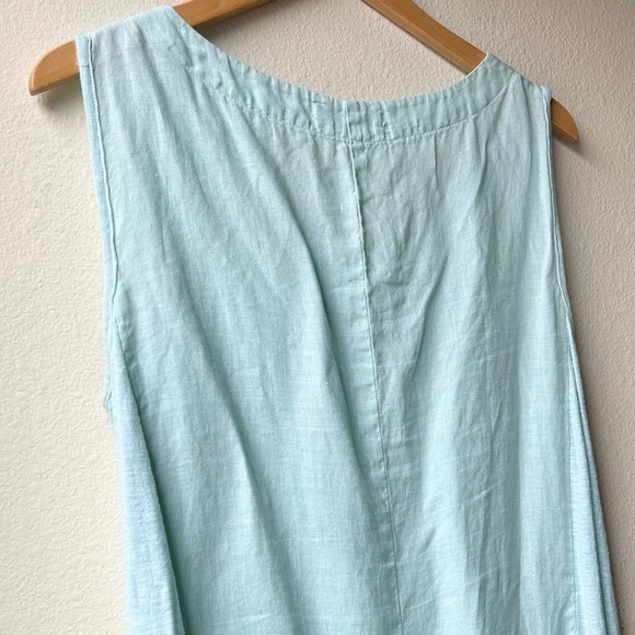 Cut Loose Linen Combo Asym Tunic Dress in Mente Green Blue Sz L - Picture 9 of 15